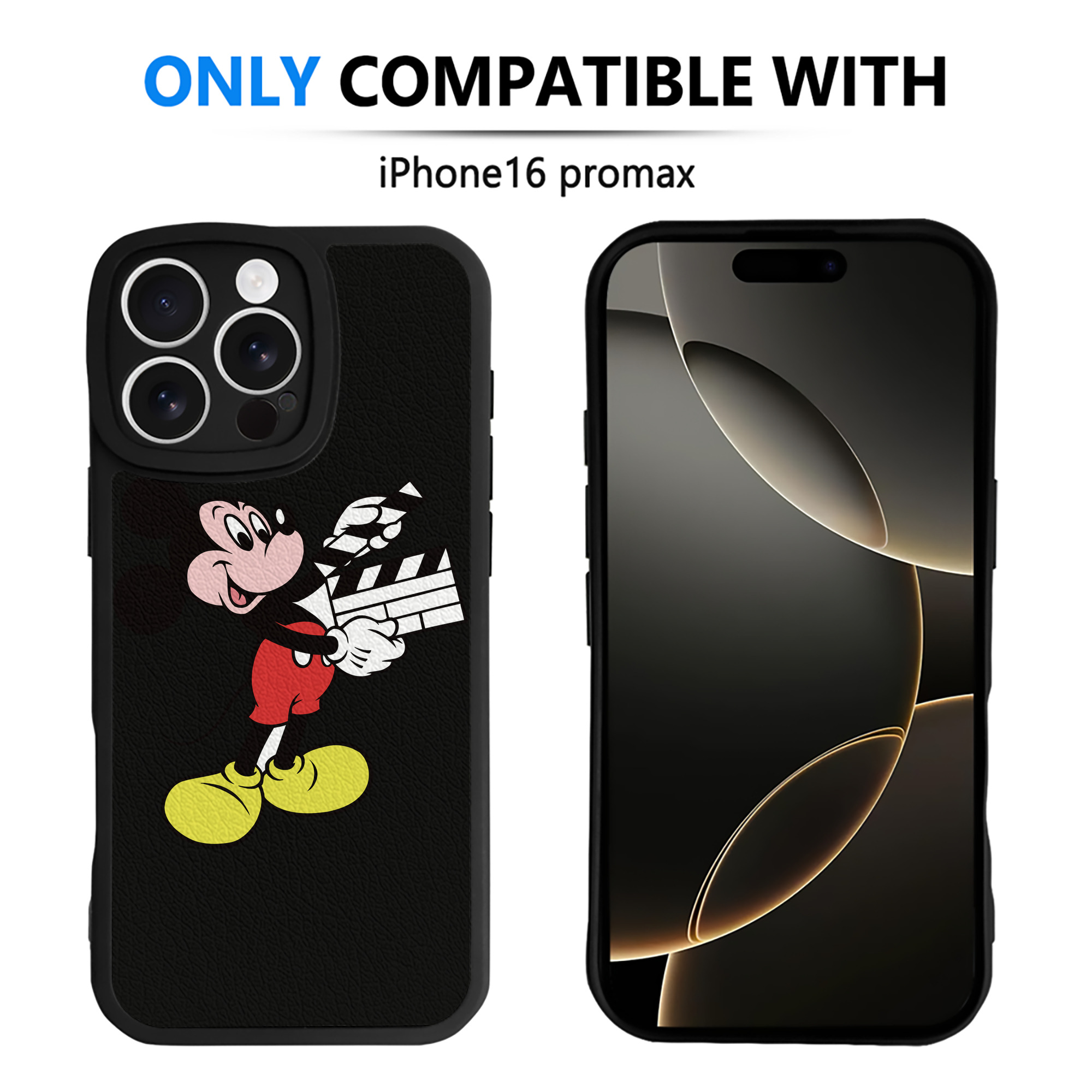 （画像用） ミッキーマウス Mickey Mouse 【iPhone 16シリーズ対応】シリコンスマホケース（レザー調） 材質：シリコン